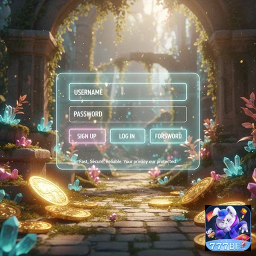 Tela de login do 777bf com elementos de cassino.