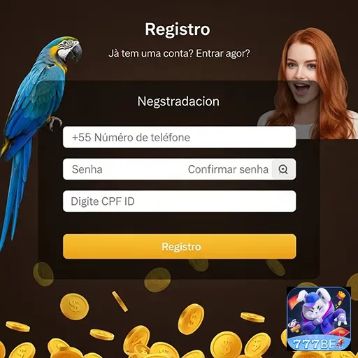 Tela de registro do 777bf com campos para cadastro.