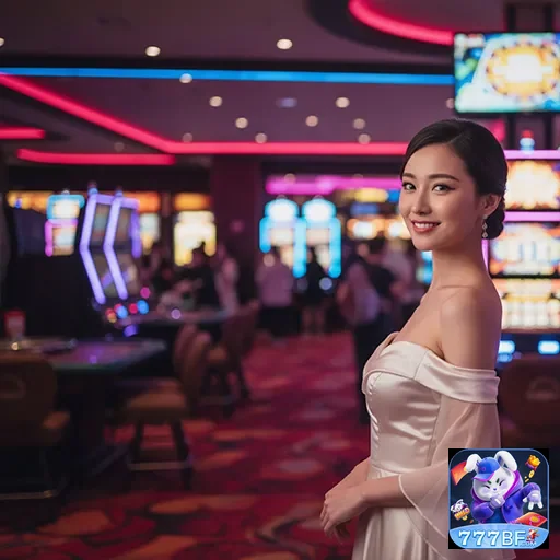 Jogadora de cassino elegante em ambiente de luxo no 777bf.