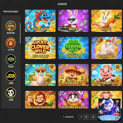 Jogos disponíveis na plataforma 777BF para clientes VIP.