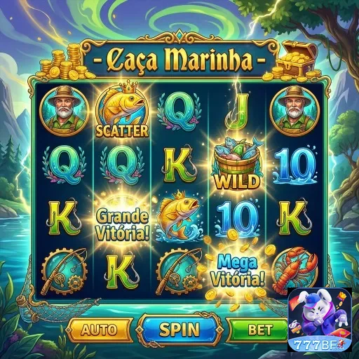 Tela do jogo 'Caça Marinha' no 777bf destacando ganhos.