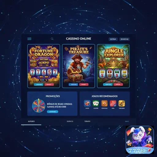 Tela da plataforma 777bf apresentando jogos e promoções VIP.