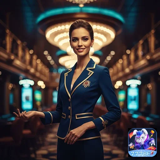 Funcionária do 777bf apresentando serviços VIP em cassino.